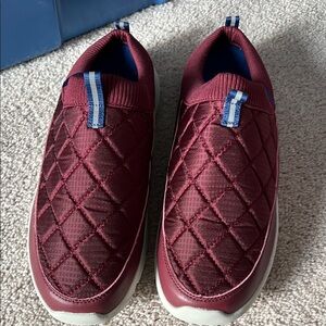Burgundy Quilted Slip-On Athletic Shoes